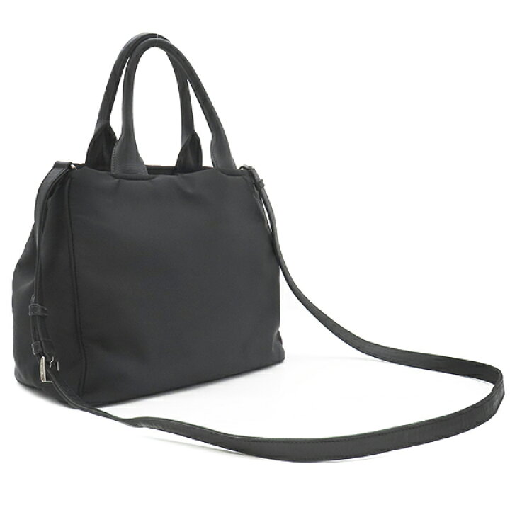 美品◇PRADA ロゴリボン ナイロントートバッグ ブラック 黒 NERO 