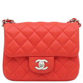 シャネル CHANEL ショルダーバッグ ミニマトラッセ チェーンショルダー ラムスキン レッド シルバー金具 CCロゴ ココマーク 赤 27****** 【保存袋】【中古】