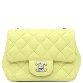 シャネル CHANEL ショルダーバッグ マトラッセ チェーンショルダー ラムスキン イエロー シルバー金具 CCロゴ ココマーク パステルイエロー 黄 A35200 ランダムシリアル【中古】