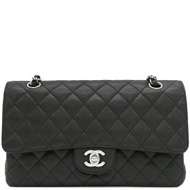 シャネル CHANEL ショルダーバッグ マトラッセ 25 フラップバッグ キャビアスキン ブラック シルバー金具 ダブルチェーン ダブルフラップ ココマーク 黒 A01112 12****** 【箱】【中古】