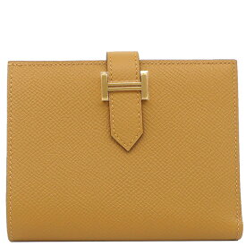エルメス HERMES 二つ折り財布 ベアンコンパクト ヴォーエプソン セサミ ゴールド金具 新品 未使用 茶 B刻印（2023年製） 【箱】【中古】