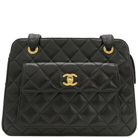 シャネル CHANEL ショルダーバッグ マトラッセ レザー ブラック ゴールド金具 黒 チェーンショルダー 肩掛け 2******【中古】