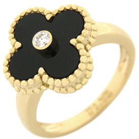 ヴァンクリーフアーペル Van Cleef & Arpels リング 指輪 ヴィンテージ アルハンブラ K18YG ダイヤモンド オニキス ブラックXイエローゴールド #55(JP15) Au750 18金 14.5号 VCARA41000【中古】