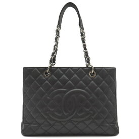 シャネル CHANEL トートバッグ GST トートバッグ キャビアスキン ブラック シルバー金具 黒 チェーンショルダー ココマーク A50995 14******【中古】