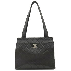 シャネル CHANEL ショルダーバッグ マトラッセ レザー ブラック シルバー金具 黒 ココマーク トートバッグ 肩掛け 4******【中古】