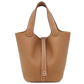エルメス HERMES ハンドバッグ ピコタンロックPM トリヨンクレマンス ゴールド シルバー金具 新品 未使用 茶 W刻印（2024年製） 【箱】【中古】
