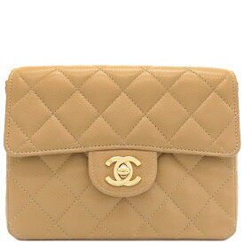 シャネル CHANEL ショルダーバッグ ミニマトラッセ キャビアスキン ベージュ ゴールド金具 チェーンショルダー ココマーク A01115 84***** 【保存袋】【中古】