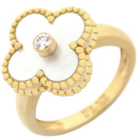 ヴァンクリーフアーペル Van Cleef & Arpels リング 指輪 ヴィンテージ アルハンブラ K18YG ダイヤモンド マザーオブパール パールホワイトXイエローゴールド #53(JP13) 白 シェル 12.5号 VCARA41100【中古】