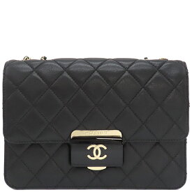 シャネル CHANEL ショルダーバッグ マトラッセ ビューティーロック レザー ブラック チェーンショルダー ココマーク 黒 22****** 【箱】【中古】