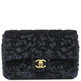 シャネル CHANEL ショルダーバッグ スパンコール チェーンショルダー スパンコール ブラック×ブルー ゴールド金具 黒 ココマーク ランダムシリアル 【箱】【中古】