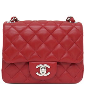 シャネル CHANEL ショルダーバッグ マトラッセ ミニ フラップバッグ ラムスキン レッド シルバー金具 赤 ランダムシリアル【中古】