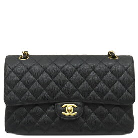 シャネル CHANEL ショルダーバッグ マトラッセ 25 フラップバッグ キャビアスキン ブラック ゴールド金具 ダブルチェーン ダブルフラップ ココマーク 黒 A01112 30****** 【保存袋】【中古】