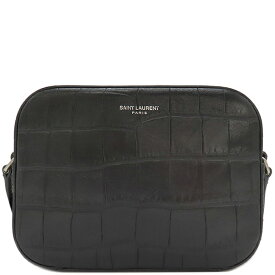 サンローラン SAINT LAURENT ショルダーバッグ スモール カメラバッグ レザー ブラック シルバー金具 黒 クロコ型押し 395794【中古】