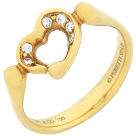 ティファニー Tiffany & Co リング 指輪 オープンハート K18YG ダイヤモンド イエローゴールド T＆Co. ダイヤ 18K YG 18金 Au750 エルサ ペレッティ 9号【中古】