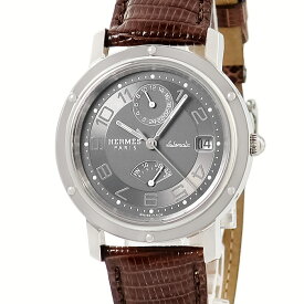 エルメス HERMES クリッパー GMT パワーリザーブ CL2.810.230/CET グレー デイト ワールドタイム メンズ 腕時計自動巻き グレー 【中古】