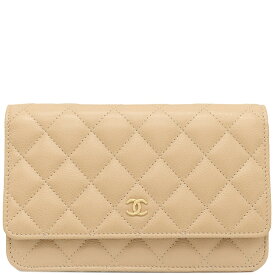 シャネル CHANEL チェーンウォレット クラシック マトラッセ チェーンウォレット キャビアスキン ベージュ ゴールド金具 ココマーク AP0250 ランダムシリアル 【箱】【中古】