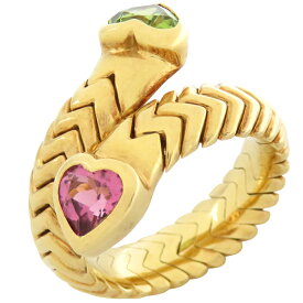 ブルガリ BVLGARI リング 指輪 ドッピオ バチェラート ハート K18YG ピンクトルマリン グリーントルマリン イエローゴールド 750 18金 10号【中古】