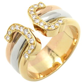 カルティエ Cartier リング 指輪 2Cリング ダイヤ K18PG K18YG K18WG イエローゴールドXピンクゴールドXホワイトゴールド #53(JP13) ドゥーブルC スリーカラー 750 11号 【修理証明書】【中古】