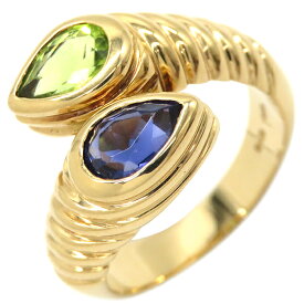＼最大3万円割引クーポン数量限定 8/11 2時まで／ ブルガリ BVLGARI リング 指輪 ドッピオ バチェラート K18YG アイオライト ペリドット イエローゴールド 750 18金 11.5号【中古】