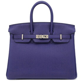 エルメス HERMES ハンドバッグ バーキン25 ヴェルソ トゴ ブルーアンクル×オレンジ シルバー金具 青 オレンジ Y刻印 【箱】【中古】