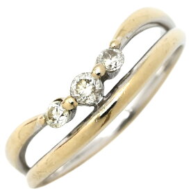 リング 指輪 ダイヤリング K10WG ダイヤモンド ホワイトゴールド 3P 3粒 5号【中古】