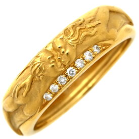 カレライカレラ Carrera y Carrera リング 指輪 彫刻モチーフリング イエローゴールド ＃61 750YG 18金 ダイヤ 20号【中古】