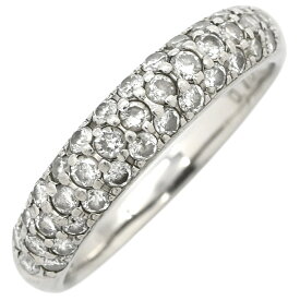 リング 指輪 パヴェリング プラチナシルバー 3連ダイヤ 15号【中古】