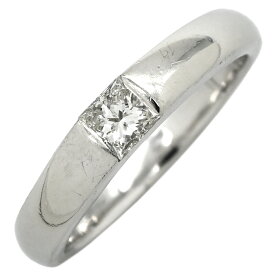 リング 指輪 プラチナシルバー プラチナム 1P 1石 1粒 プリンセスカット ダイヤ マリッジ ブライダルリング フラッシュセッティング 10号【中古】