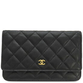 シャネル CHANEL チェーンウォレット マトラッセ チェーンウォレット カーフ キャビアスキン ブラック ゴールド金具 黒 ココマーク AP0250 ランダムシリアル【中古】