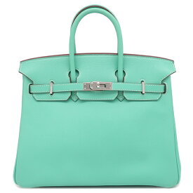 エルメス HERMES ハンドバッグ バーキン25 ヴォースイフト ラゴン シルバー金具 青緑 □L刻印 【保存袋】【中古】