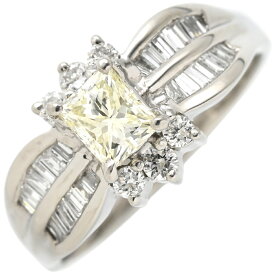 リング 指輪 ダイヤ リング プラチナシルバー プラチナム プリンセスカット バゲットカット 天然ストーン 23号【中古】