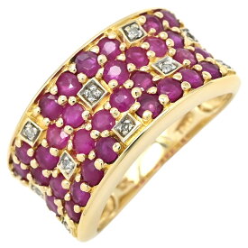 リング 指輪 ルビー ダイヤリング イエローゴールド レッド 赤 9.5号【中古】