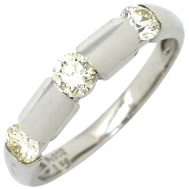 リング 指輪 ダイヤ リング プラチナシルバー プラチナム 3粒 3p スリーストーン 0.50ct ダイヤモンド 3ポイント トリプルダイヤ 11号【中古】