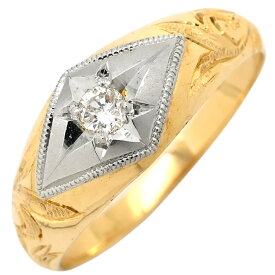 リング 指輪 ダイヤリング イエローゴールド×プラチナシルバー Pt900 イエローゴールド プラチナ コンビ 1P 1粒ダイヤ 菱形 ひし型 16号【中古】