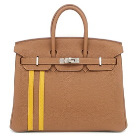 エルメス HERMES ハンドバッグ バーキン25 オフィサー トゴ ヴォースイフト ゴールド×ジョーヌアンブレ シルバー金具 C刻印 【箱】【中古】