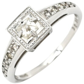 リング 指輪 ダイヤモンド 0.25ct ホワイトゴールド ホワイトゴールド スクエア 一文字 ピラミッド型 プリンセスカット 10号【中古】