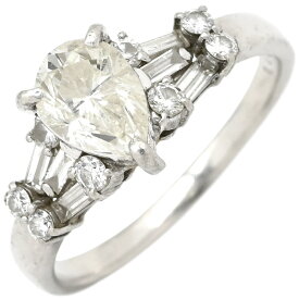 リング 指輪 ダイヤモンド 1.033ct プラチナシルバー 1石 1粒 プラチナ ペアシェイプ 14号【中古】