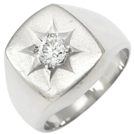 リング 指輪 ダイヤ 0.48ct 印台リング プラチナシルバー プラチナ スクエア 1Pダイヤ ブリリアントカット 20.5号【中古】