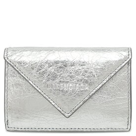 バレンシアガ BALENCIAGA 三つ折り財布 ペーパー ミニ ウォレット レザー シルバー コンパクトウォレット 391446 【箱】【中古】