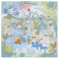 エルメス HERMES スカーフ カレ90 CARRE シルク ブルージーン×グリーン×ベージュ 【LE CARNAVAL DES AN…