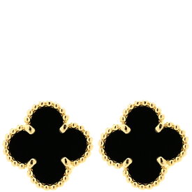 ヴァンクリーフアーペル Van Cleef & Arpels ピアス スウィート アルハンブラ ブラック×イエローゴールド 黒 オニキス 750 YG 18K 両耳用 VCARA44900 【保証書】【中古】