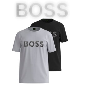 HUGO BOSS ヒューゴボス Tシャツ 10194355 2枚セット T-Shirt クルーネック 半袖 シャツ メンズ ロゴ ホワイト 正規品 ブランド 大谷翔平 選手 愛用 ブランド