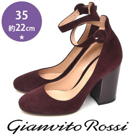 【10％オフクーポン対象_お買い物マラソン限定】【美品】ジャンヴィトロッシ Gianvito Rossi スエード ラウンドトゥ ストラップ パンプス パープル 紫 35(約22cm) sh22-8131【中古】【返品可】