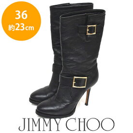 【最大20%オフクーポン対象_スーパーセール】ジミーチュウ/ジミーチュー JIMMY CHOO バイカー ヒール ミドルブーツ ブラック 黒 36(約23cm) sh22-9019【中古】【返品可】