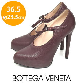 【10％オフクーポン対象_お買い物マラソン限定】【美品】ボッテガヴェネタ BOTTEGA VENETA ストラップ ヒールパンプス ボルドー 36.5(約23.5cm) sh23-0052【中古】【返品可】