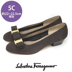 【美品】サルヴァトーレフェラガモ Salvatore Ferragamo ヴァラリボン アーモンドトゥ スムース パンプス ブラウン×ゴールド金具 茶 5C(約22-22.5cm) sh23-0105【中古】【あす楽】【送料無料】【返品可】【ALL】