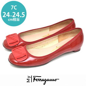 マイフェラガモ MY Ferragamo バックル パンプス レッド 赤 7C(約24-24.5cm) sh23-0368【中古】【あす楽】【送料無料】【返品可】【ALL】