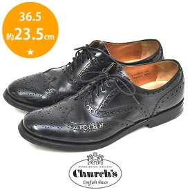 チャーチ Church's レディース ウィングチップシューズ ローファー 革靴 ブラック 黒 36.5(約23.5cm) sh23-0723【中古】【あす楽】【送料無料】【返品可】【ALL】