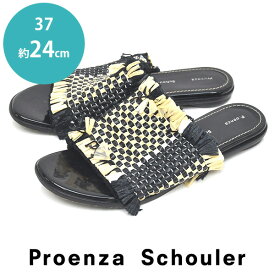 プロエンザスクーラー Proenza Schouler ストロー フラットサンダル ブラック 黒 37(約24cm) sh23-0819【中古】【あす楽】【返品不可】【SS】