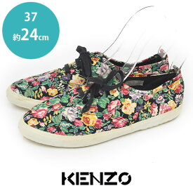 ケンゾー KENZO 花柄 フラワー キャンバス ローカット レディーススニーカー ブラックマルチ 黒 37(約24cm) sh23-0919【中古】【あす楽】【返品不可】【ALL】